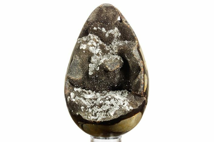 Septarian Dragon Egg Geode - Sparkly Black Crystals #378951